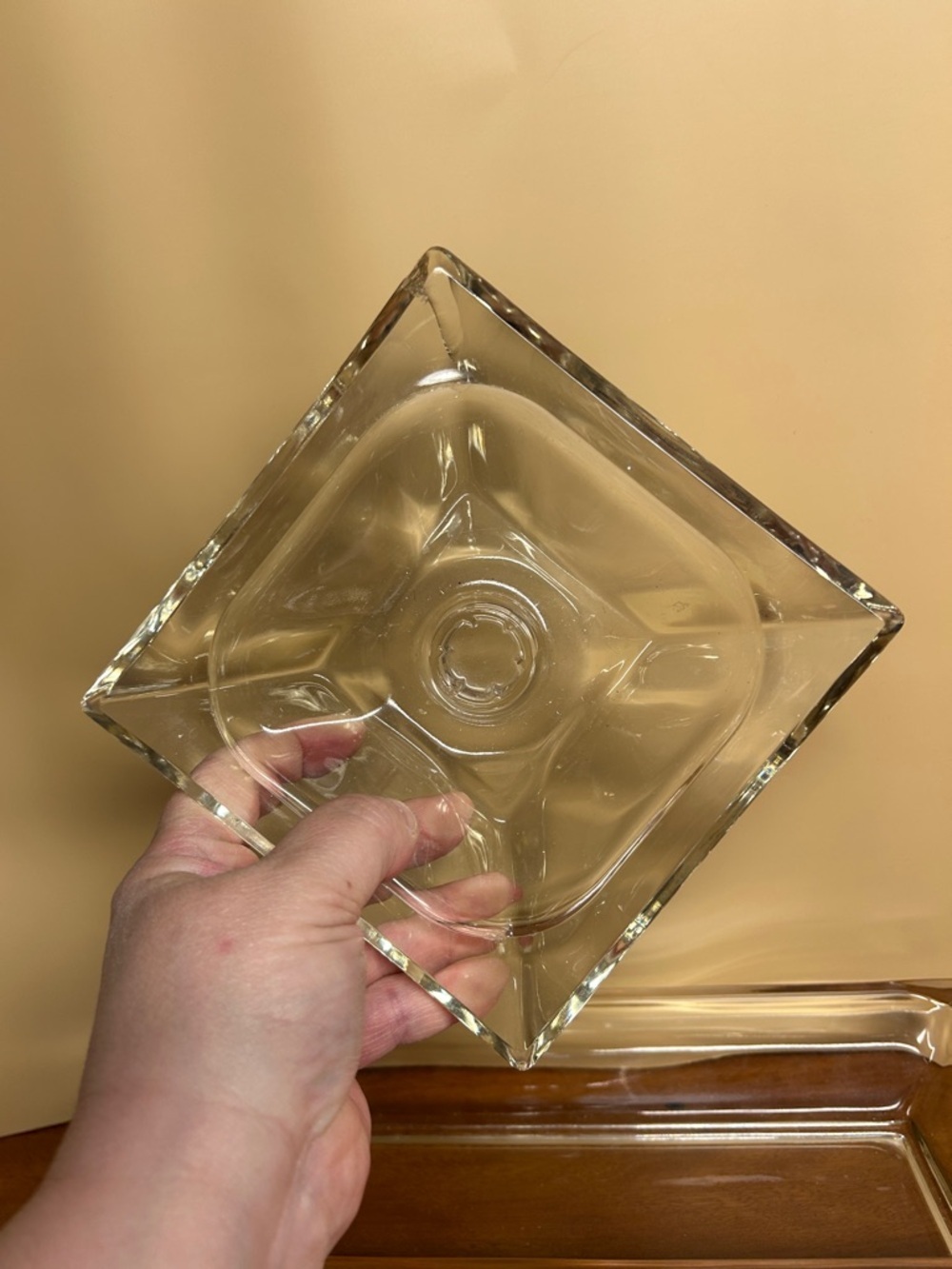 Vintage Heavy Clear Glass Tray and Two candle holder - Picture 4 of 7